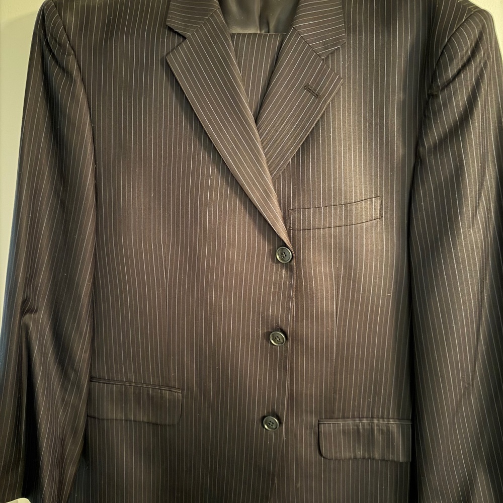 Navy 3-button Pinstriped Suit
